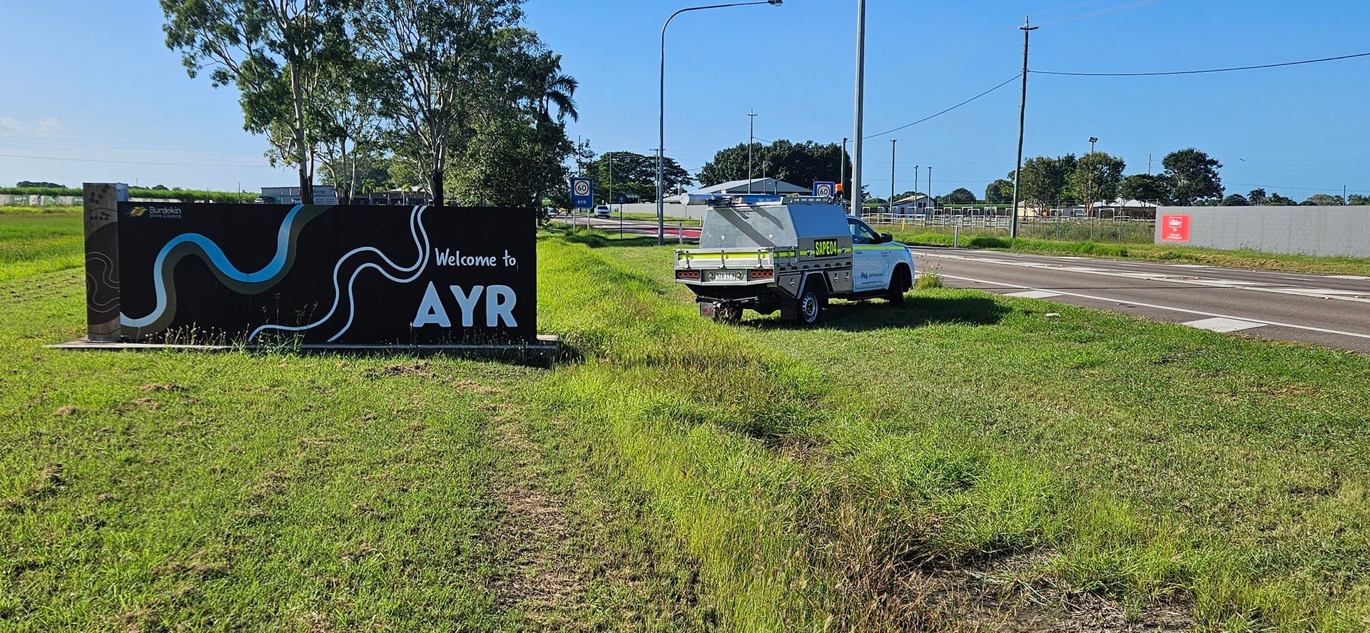 AYR sign with Ute — Sape Industries in Burdekin, QLD