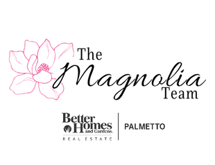 A logo for the magnolia team real estate with a magnolia flower.