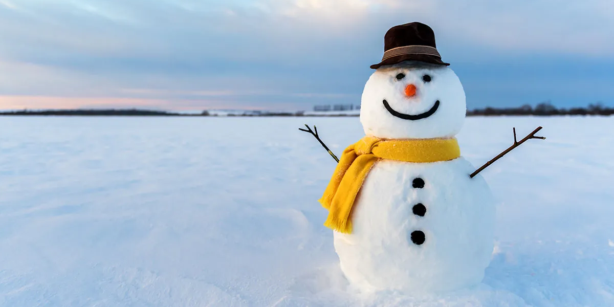 Snowman with hat and scarf