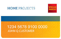 Wells Fargo Home Projects credit card with account number and customer name.