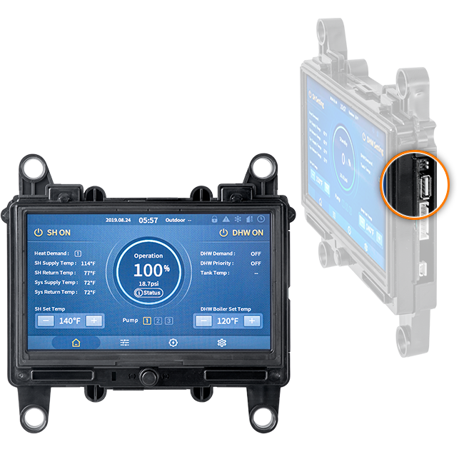 HVAC technician in yellow hard hat checks air conditioner unit.