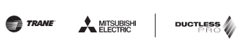 Logos for Trane, Mitsubishi Electric, and Ductless Pro.