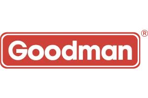 Goodman logo in white text on a red, rectangular background.