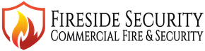 A logo for fireside security commercial fire and security