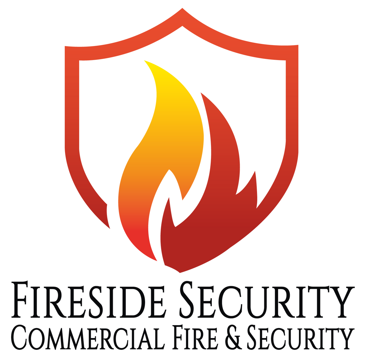 A logo for fireside security commercial fire and security