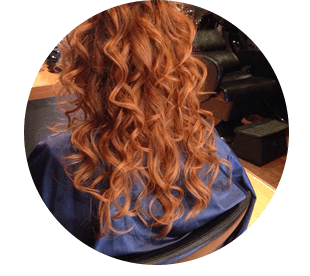 Long curly red hair