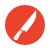 Red icon with cooking chef knife