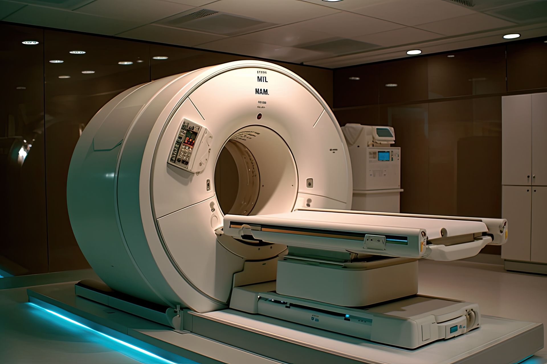 A large mri machine is sitting in a room