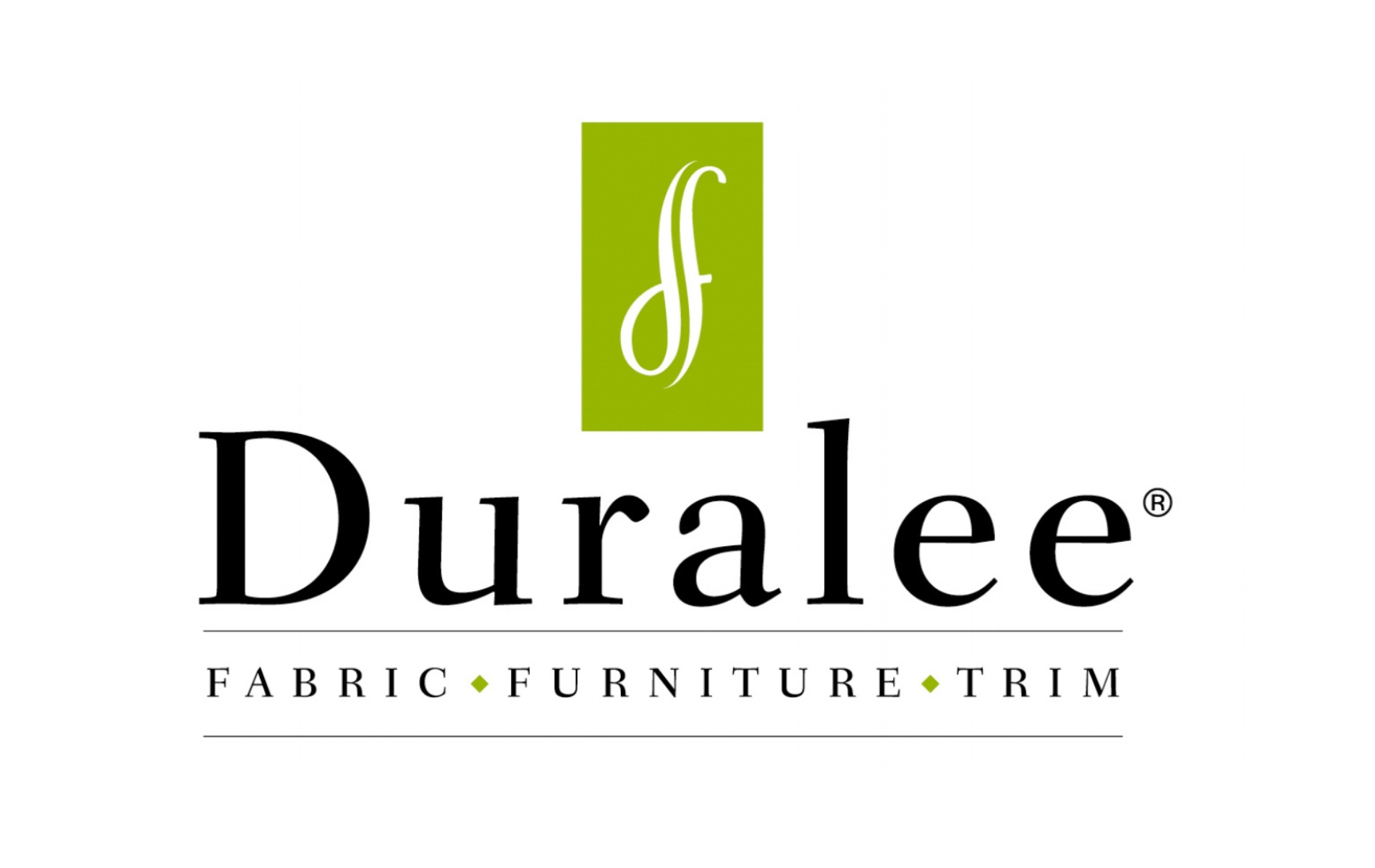 A logo for a company called duralee fabric furniture trim