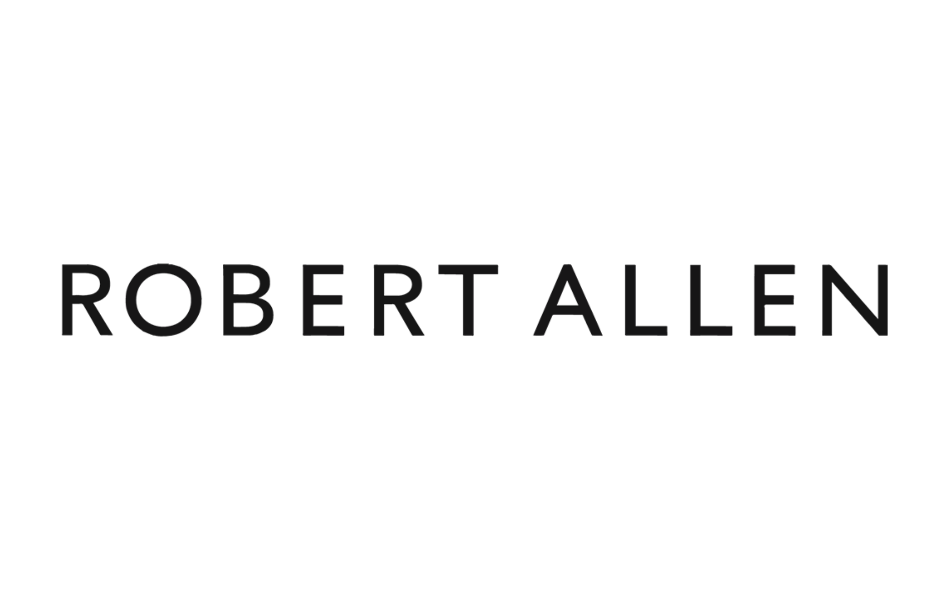 The logo for robert allen is black and white on a white background.