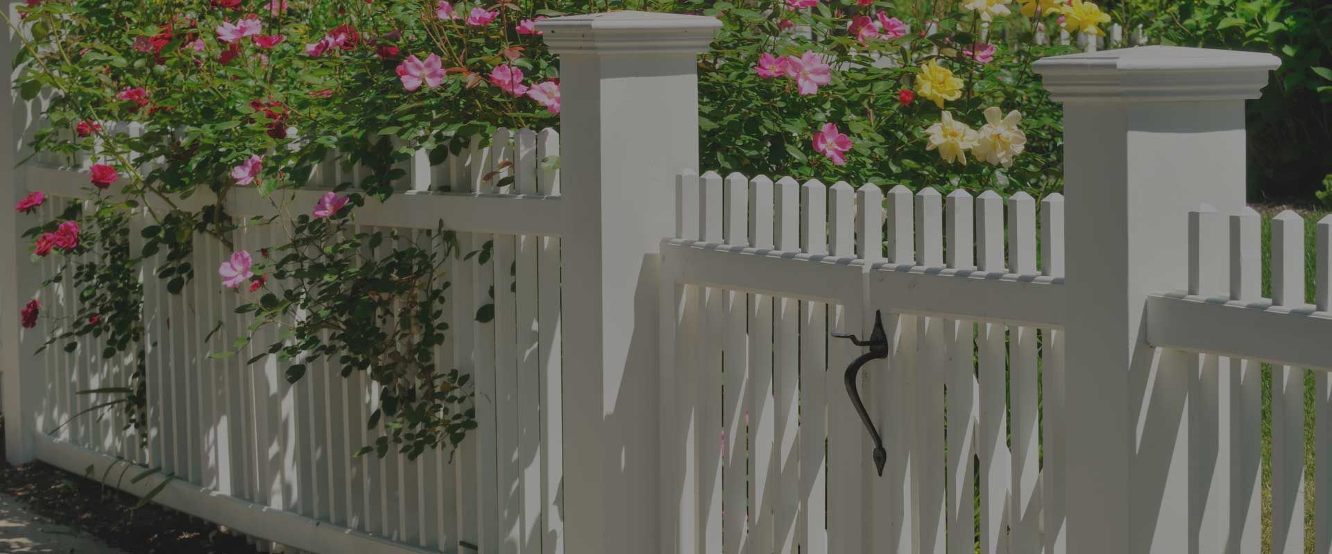 White PVC picket fence