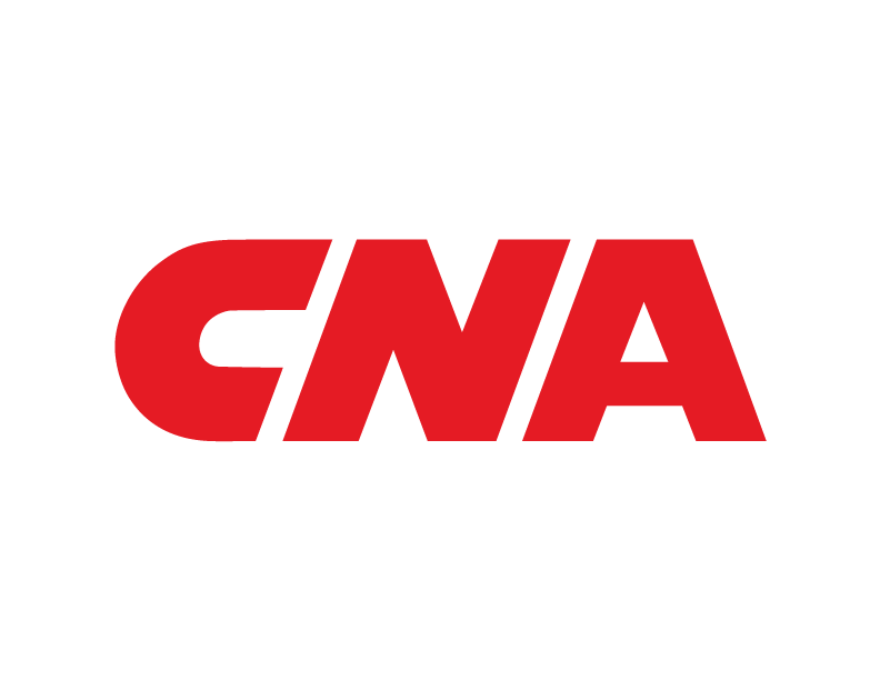 A red cna logo on a white background