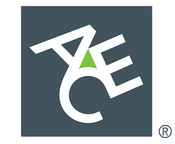 A logo for a company called ae with a green triangle in the middle.