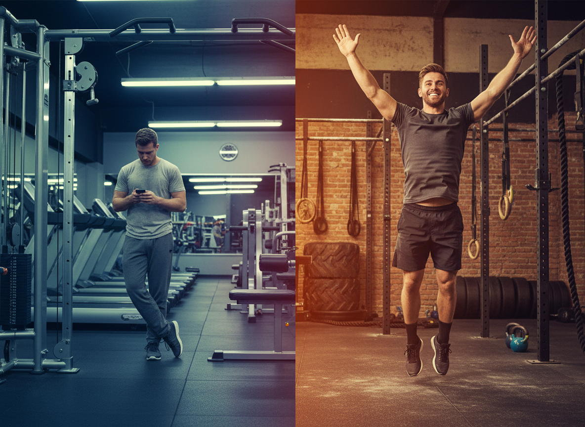 Allenamento CrossFit, atleta felice, bilanciere, metcon, condizionamento metabolico, miglioramento.