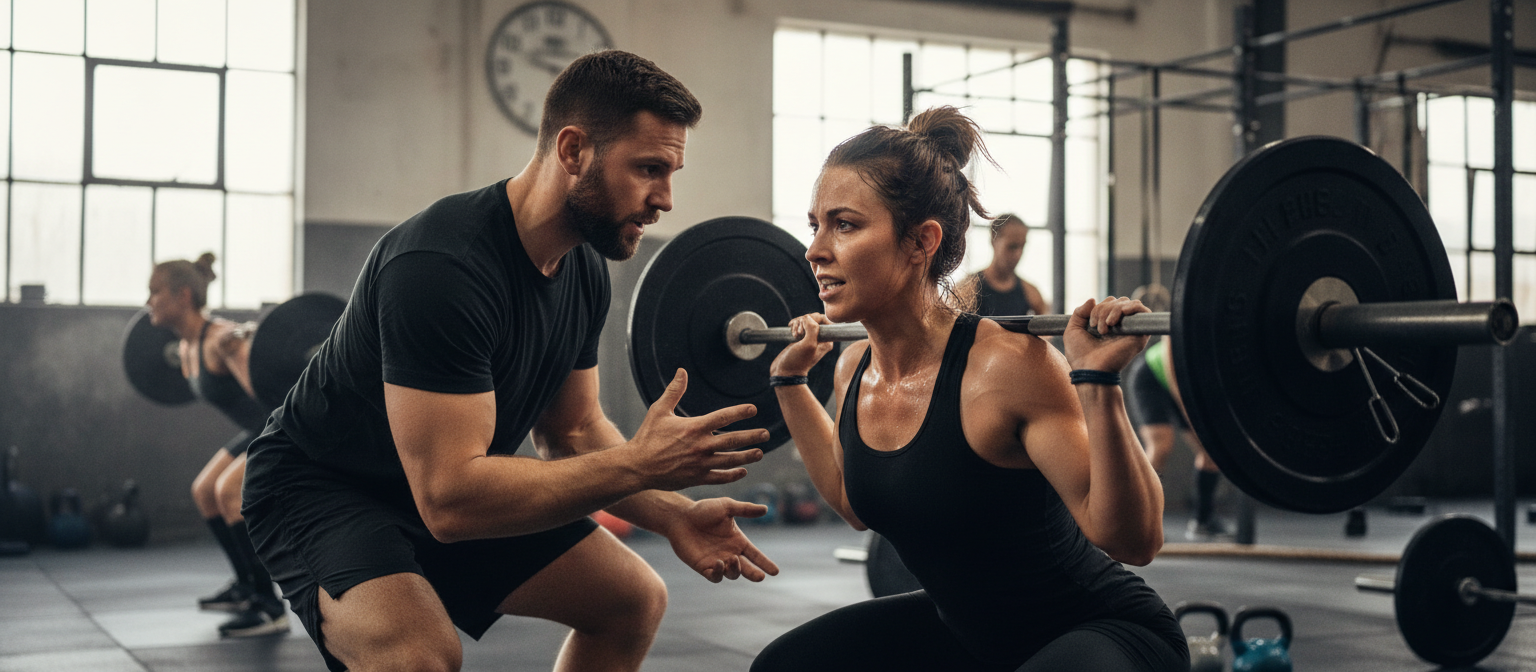 Coaching personalizzato durante una classe di allenamento