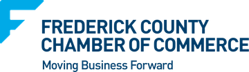 The frederick county chamber of commerce logo is blue and white.