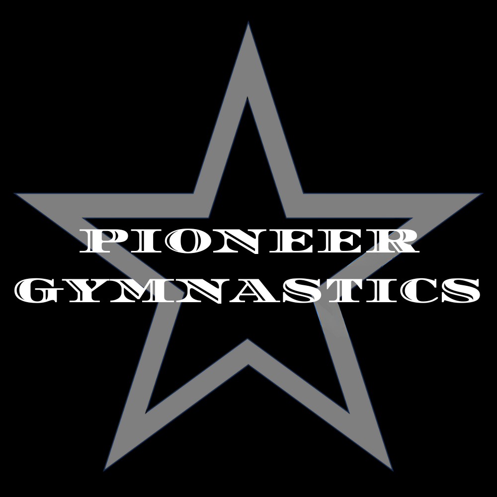 Silhouette of gymnast doing a handstand, above turquoise 