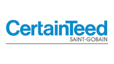 The logo for certainteed saint-gobain is blue and white.