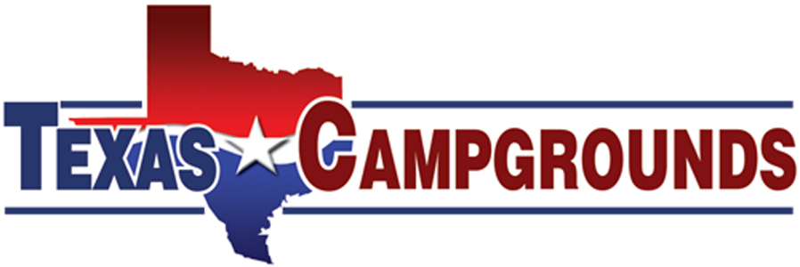 a logo for texas campgrounds with a map of texas