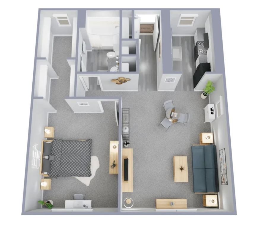 a floor plan of a house with a bedroom and a living room