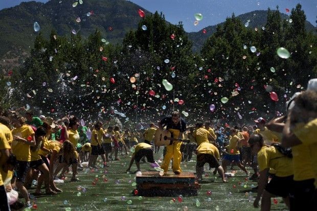  Largest water balloon fight - BYU students sets world record    