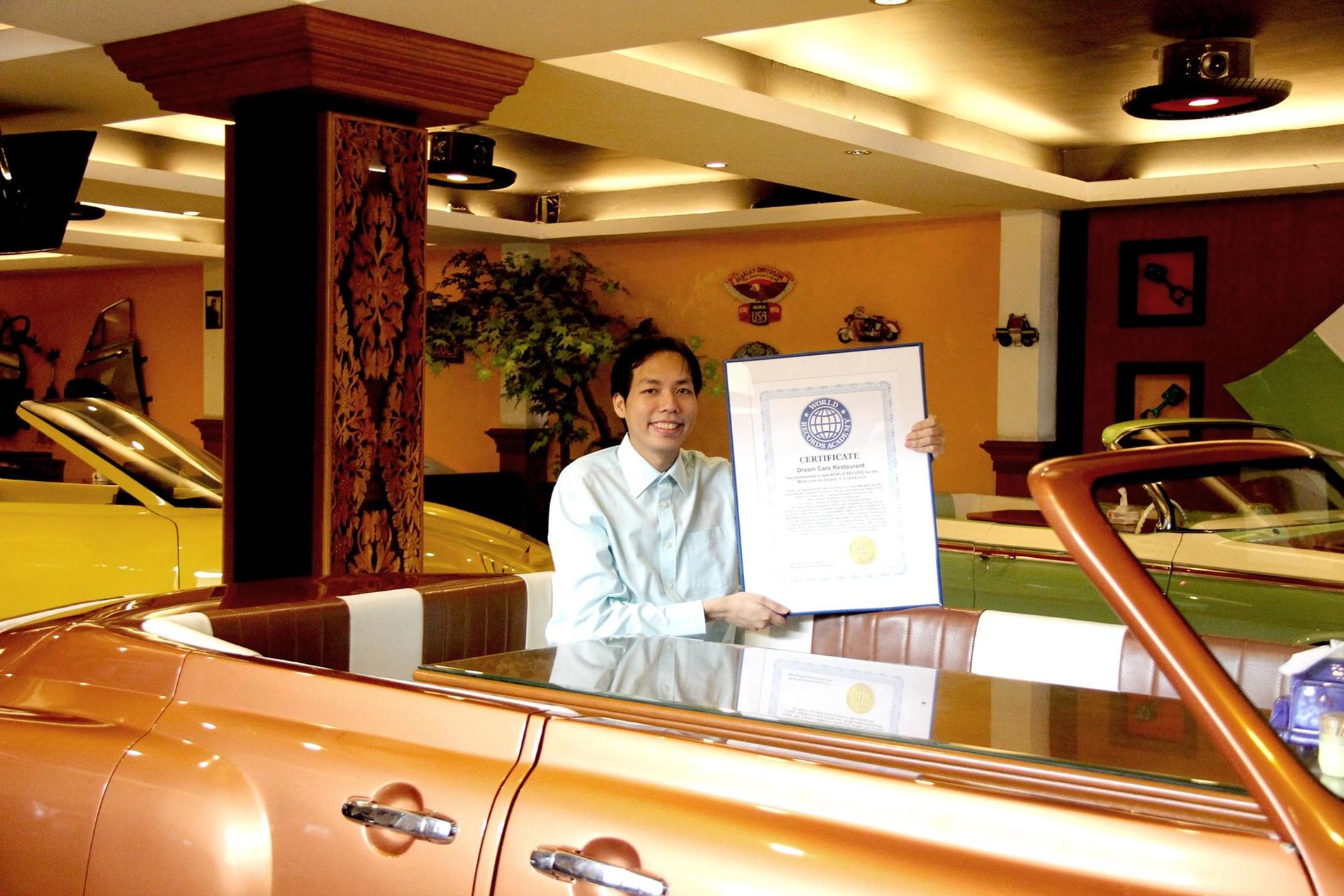 Most cars on display in a restaurant: Dream Cars Restaurant sets world record