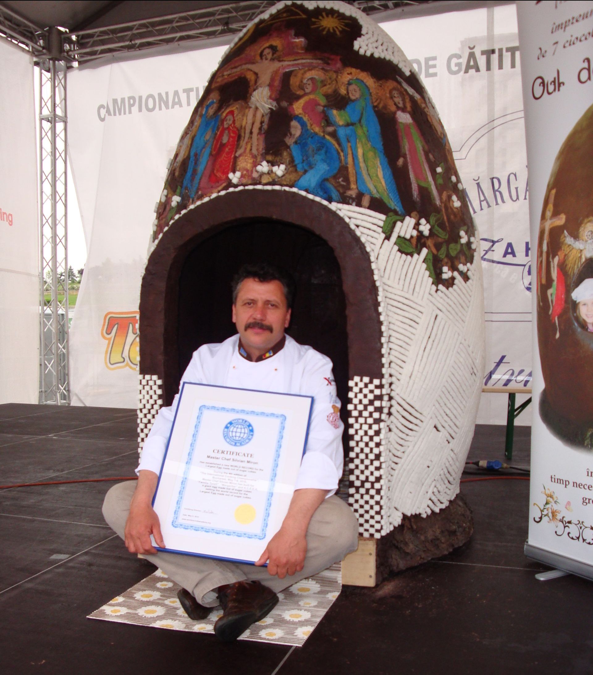 World's largest decorated chocolate egg, world record set by Silvian Miron