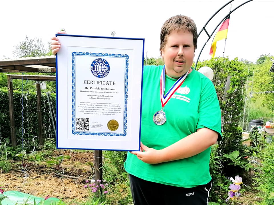 Most giant vegetable varieties cultivated in one garden: world record set by Patrick Teichmann