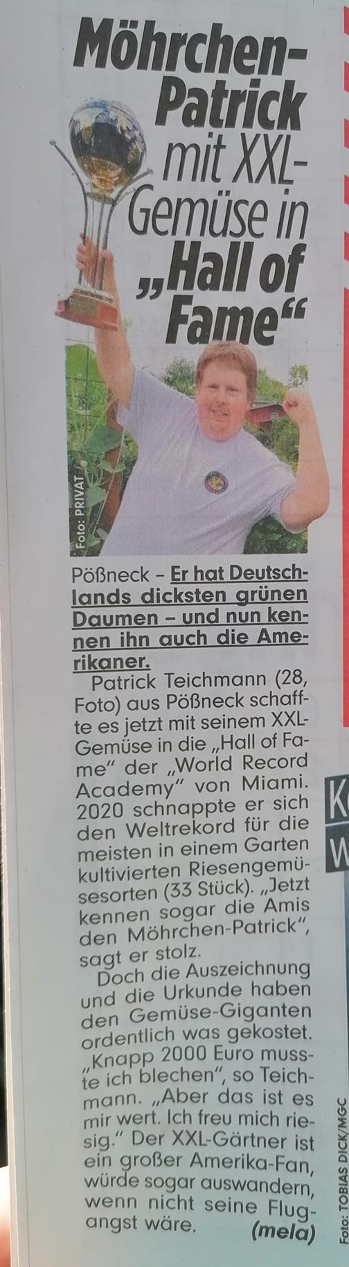 Most giant vegetable varieties cultivated in one garden: world record set by Patrick Teichmann