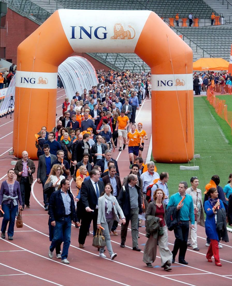 Longest distance made by employees in a stadium: ING Belgium sets world record 