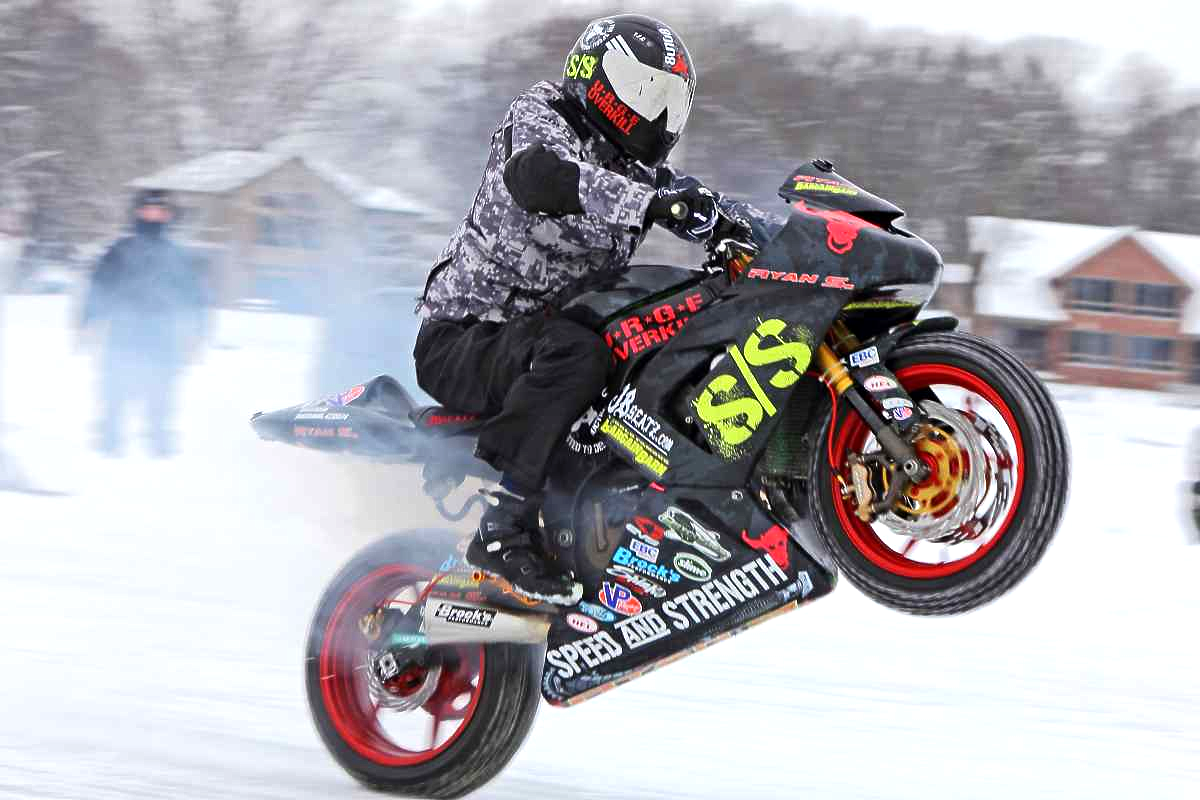 Fastest motorcycle wheelie on ice: Ryan Suchanek breaks Guinness World Records record (VIDEO)