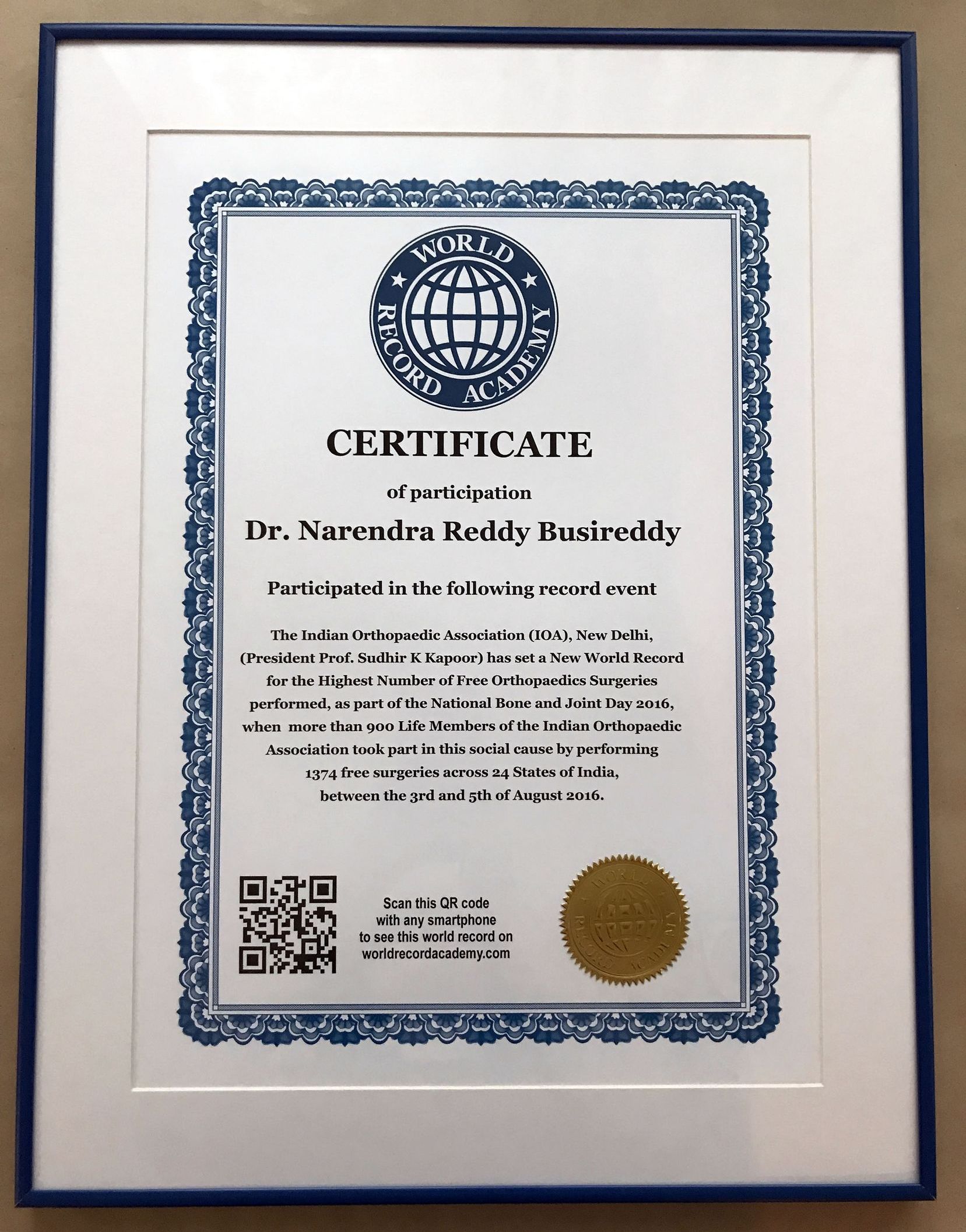 world record participant certificate