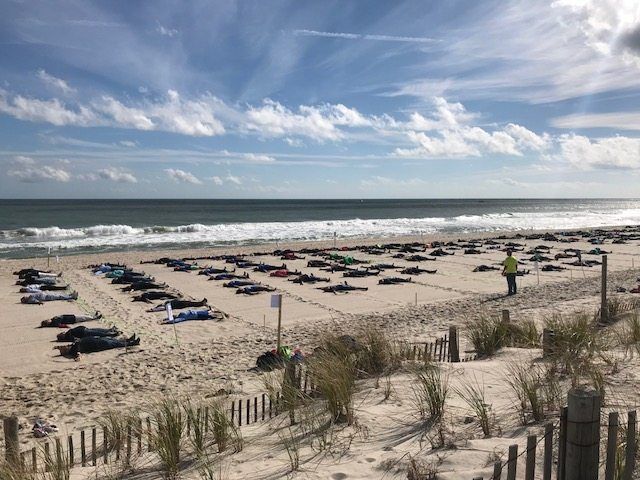 Most people making sand angels simultaneously: world record set in Seaside Park