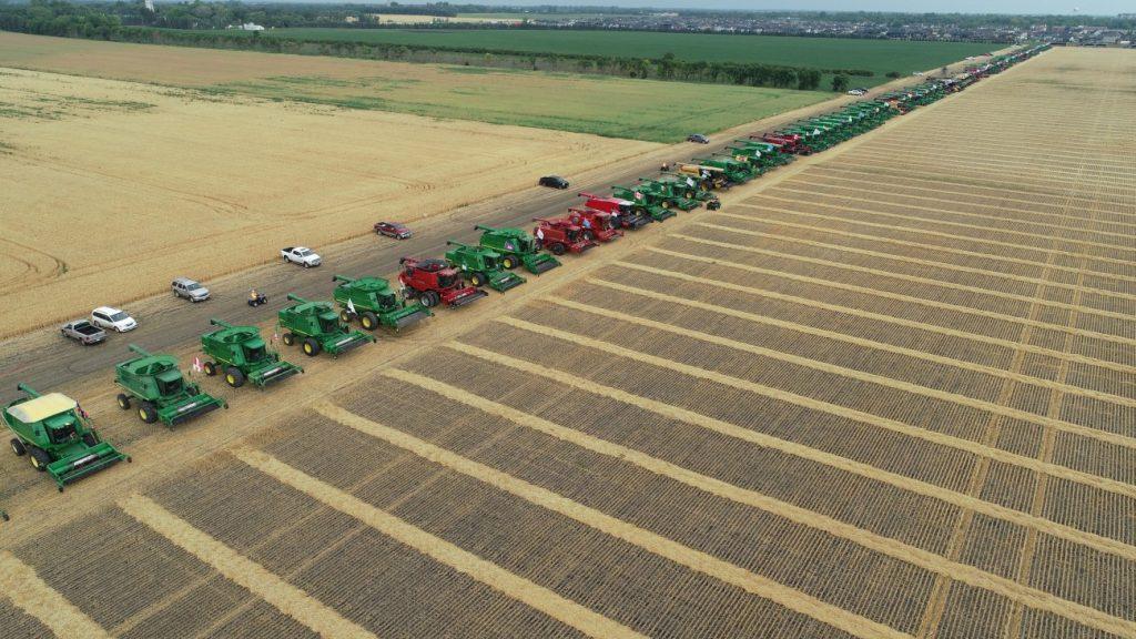  Most combine harvesters working simultaneously- Combines 4 Charity sets world record 