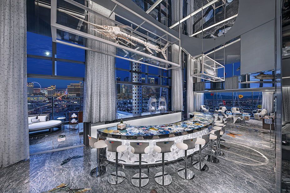 British artist Damien Hirst has unveiled a hotel suite where a two night stay costs  $200,000 for a minimum two-night stay at the Palms Casino in Las Vegas, setting the new world record for being the World's Most Expensive Suite, according to the World Record Academy. Photo: Courtesy of the Palms Casino Resort