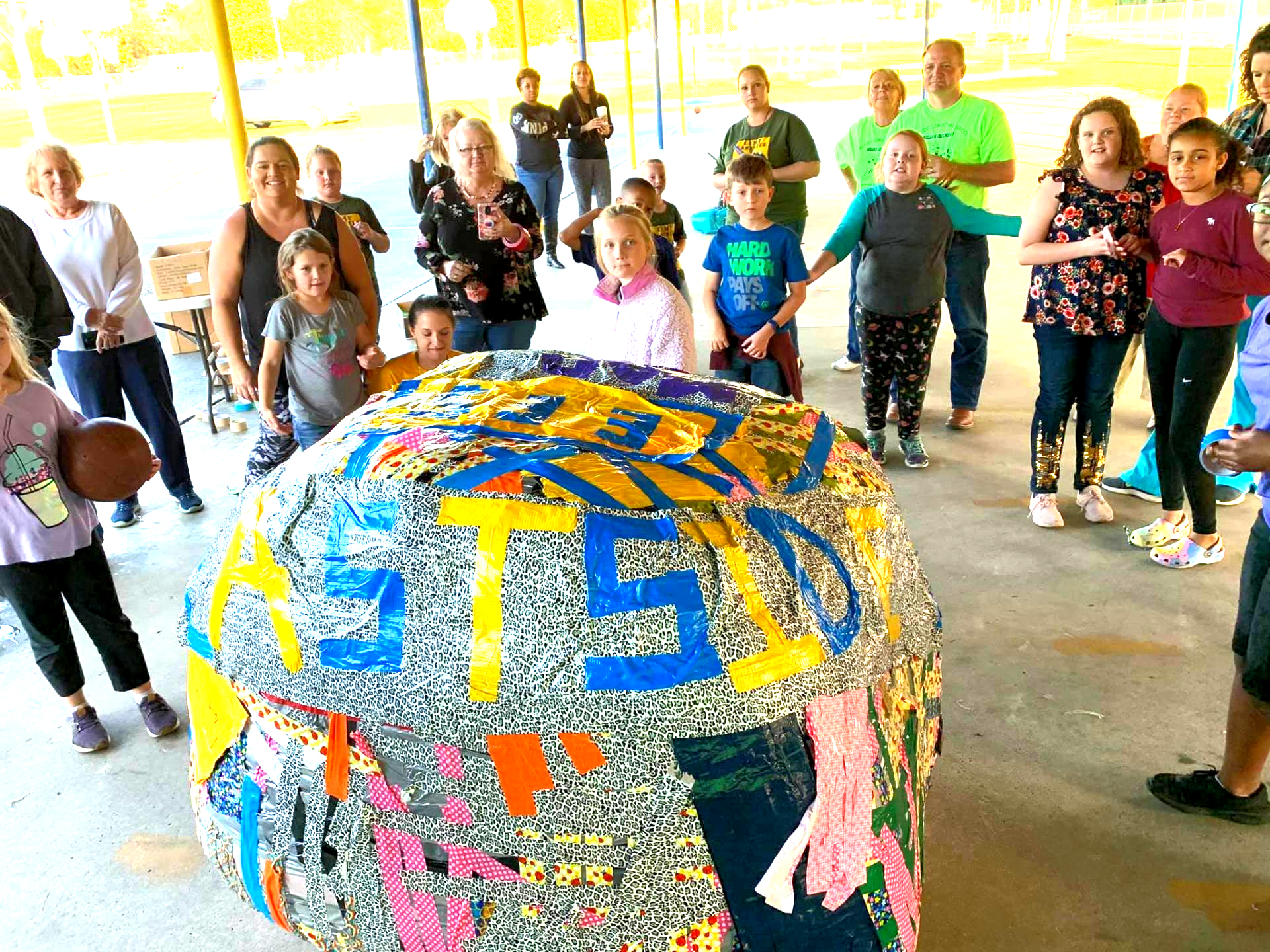 Largest tape ball: Eastside Elementary School sets world record