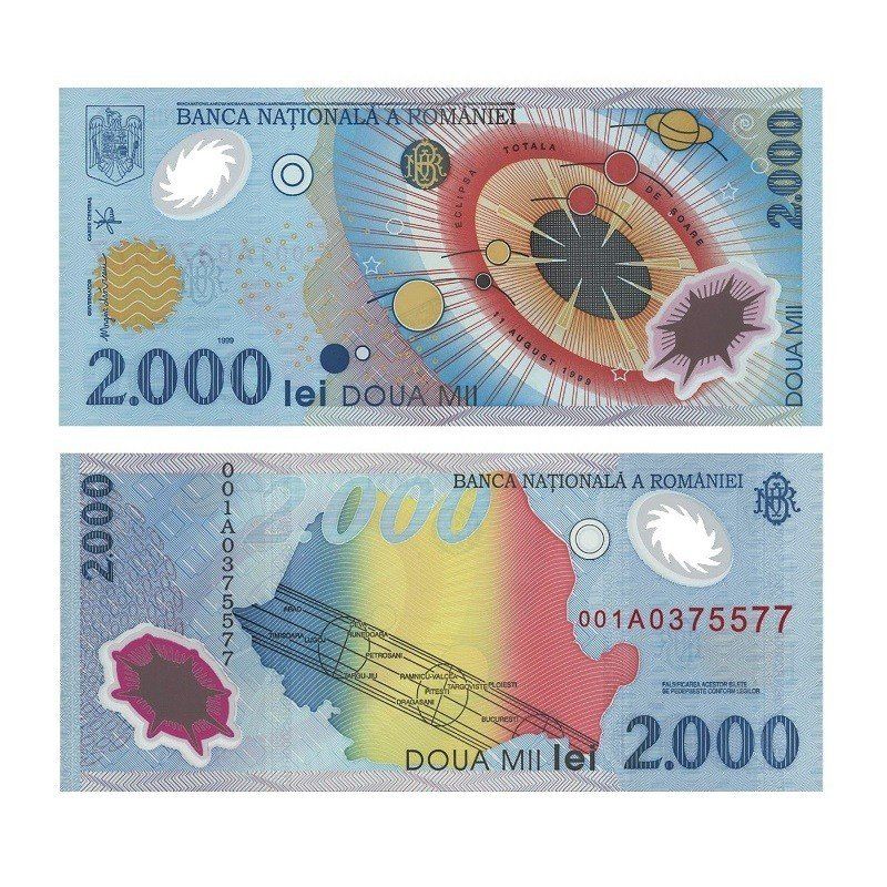 First banknote dedicated to a Solar Eclipse Romania's 2000 Lei banknote