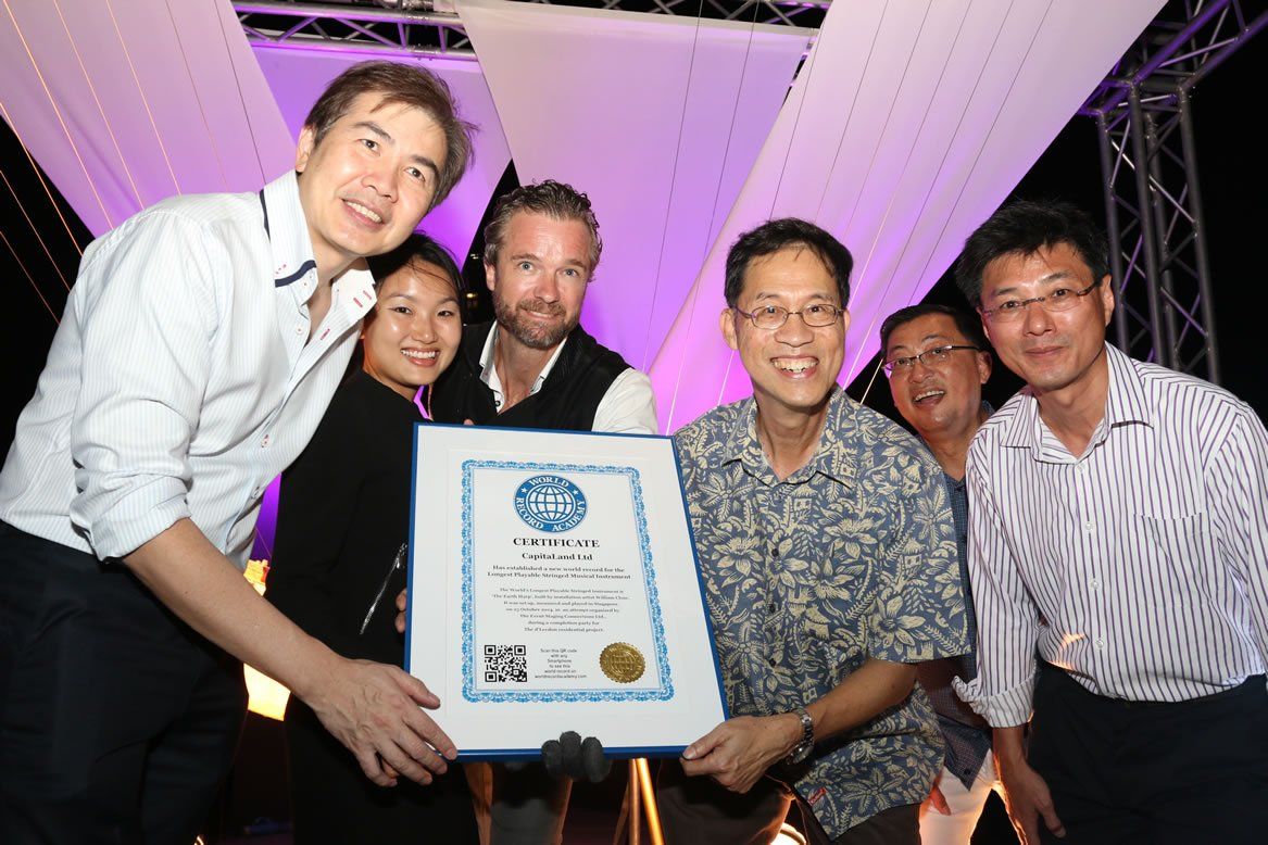 Longest playable stringed musical instrument: CapitaLand Ltd. Singapore breaks Guinness World Records record (VIDEO)