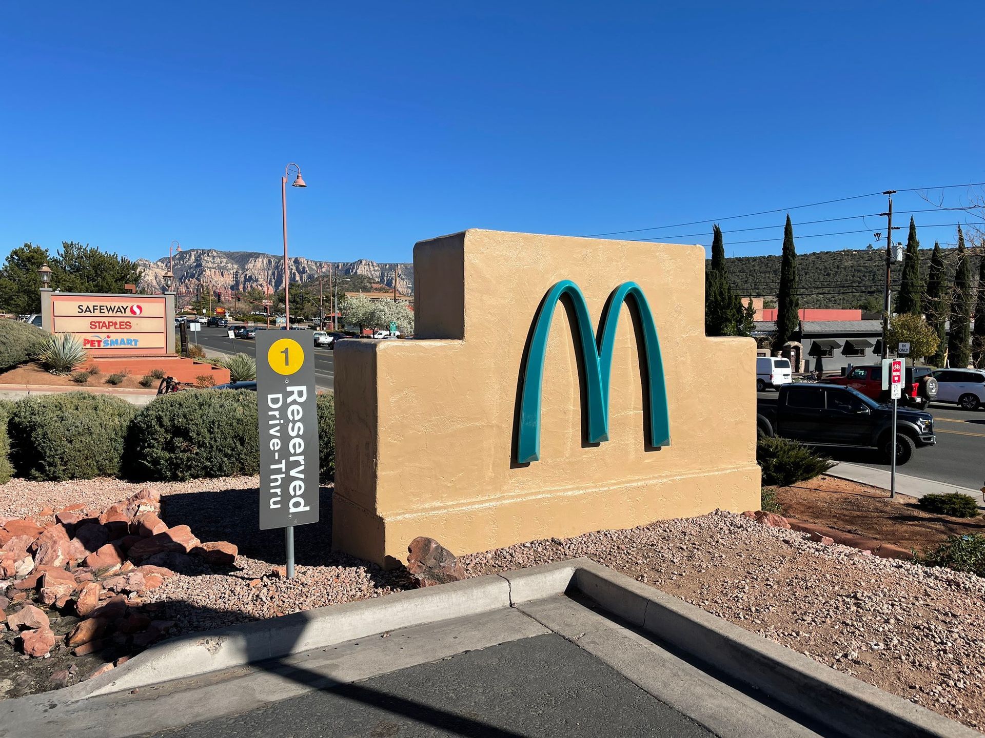 World's First Teal McDonald's Arches: world record in Sedona, Arizona