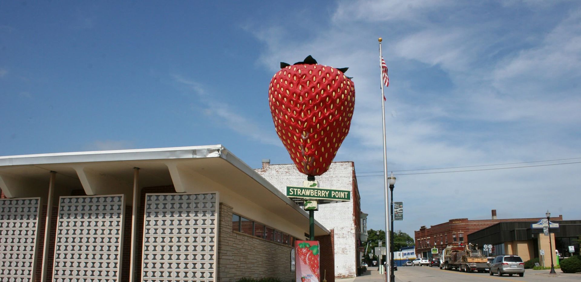 World’s Largest Strawberry Sculpture: world record in Strawberry Point, Iowa
