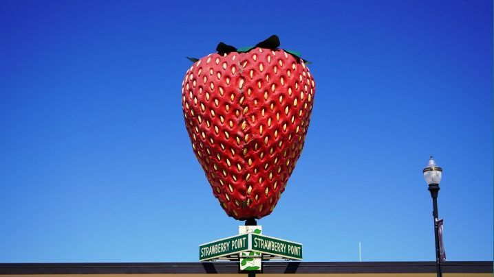 World’s Largest Strawberry Sculpture: world record in Strawberry Point, Iowa