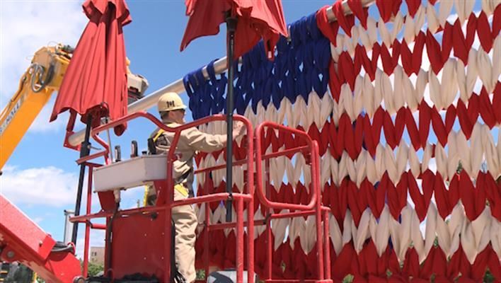World's largest knitted American flag: world record in Bentonville, Arkansas