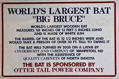World's Largest Wooden Baseball Bat: world record in Fargo, North Dakota