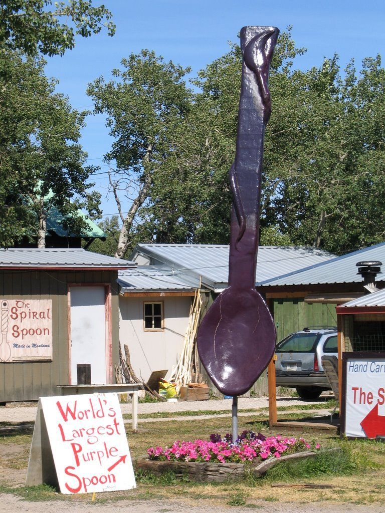 World's Largest Purple Spoon, world record in East Glacier Park, Montana