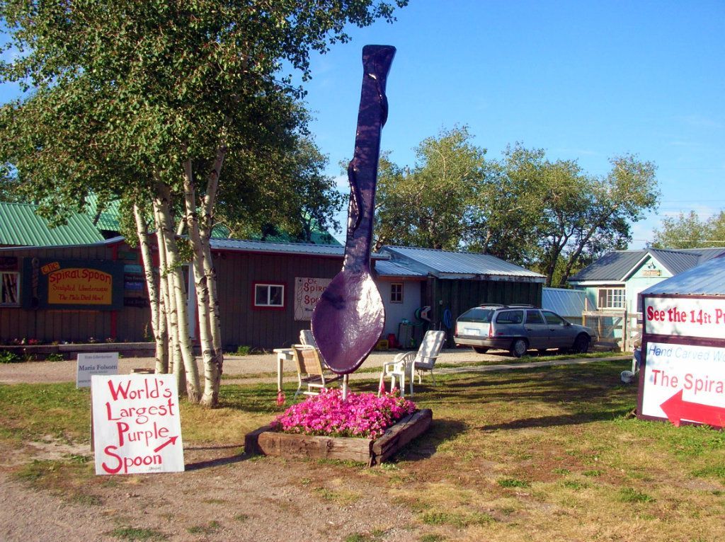 
World's Largest Purple Spoon, world record in East Glacier Park, Montana