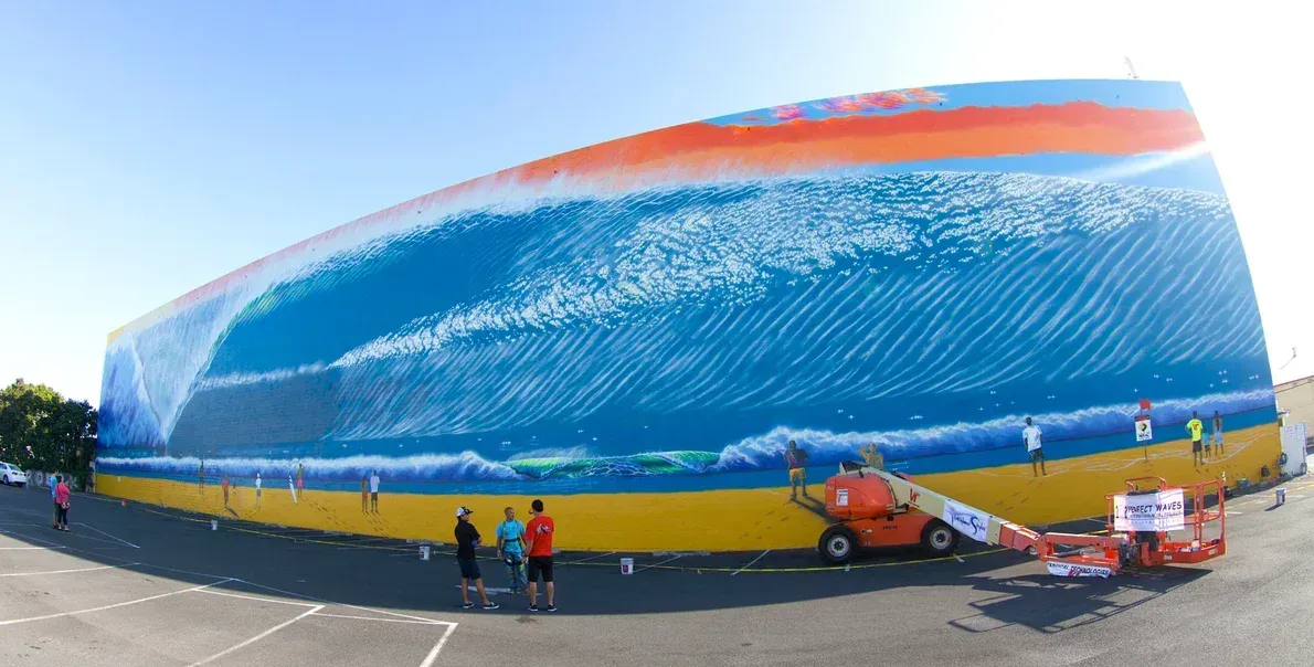 World's Largest Surf Mural, world record in Kalihi, Hawaii