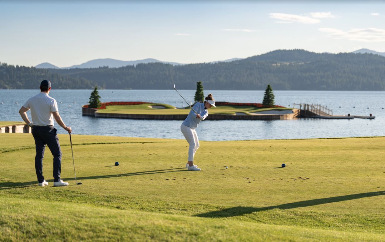 World's First Floating, Movable Island Golf Green, world record in Coeur d'Alene , Idaho