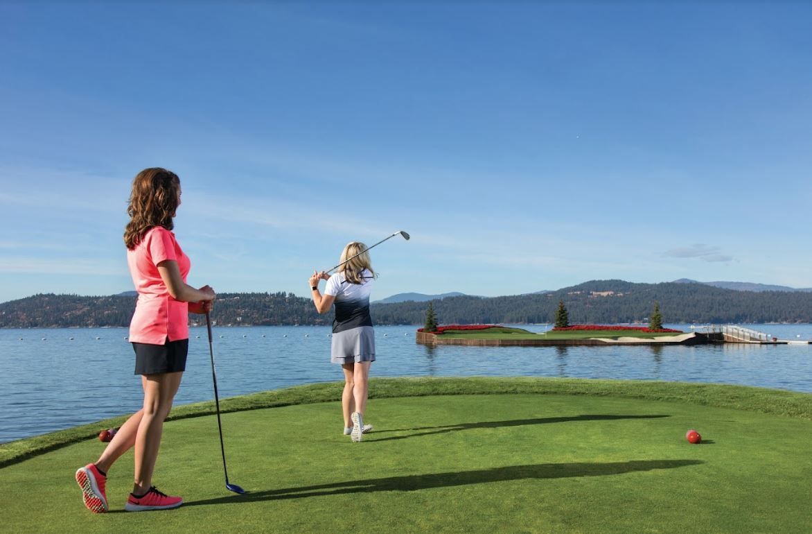 
World's First Floating, Movable Island Golf Green, world record in Coeur d'Alene, Idaho