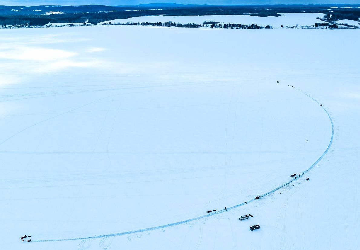 World's Largest Ice Carousel, world record on Long Lake, Maine
