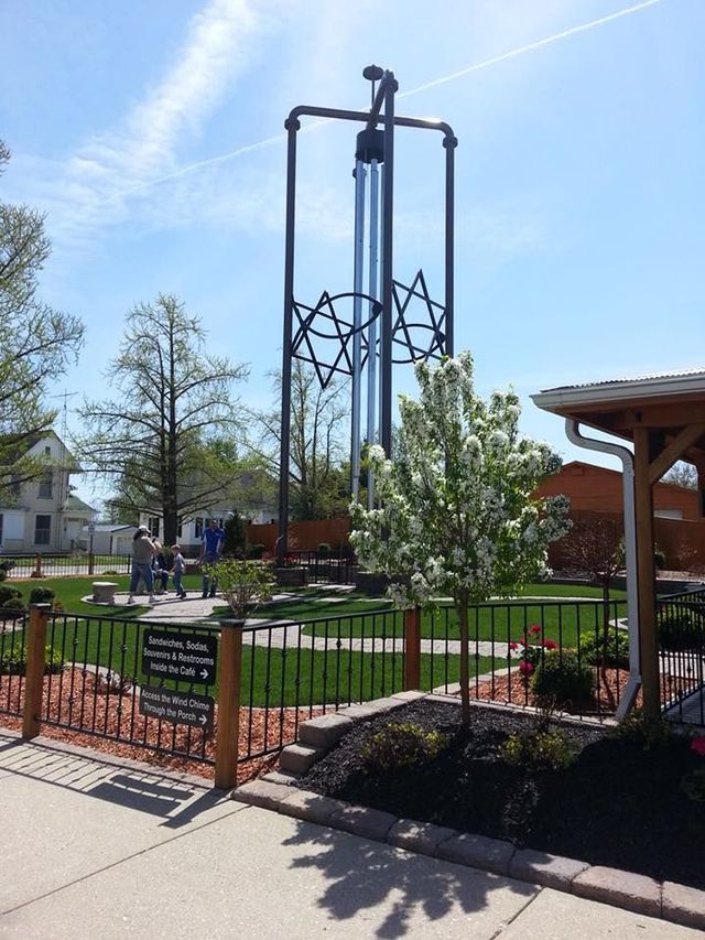 Record-setting knitting needles join world's largest wind chime as Casey  makes statement